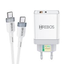 Carregador turbo + cabo qualcomm 3.0 6a 20w type c hs135 hrebos
