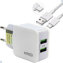 Carregador Turbo Celular Smartphone 2 Usb Cabo Usb