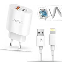 Carregador Turbo Duplo 40w Usb a e Usb para Lightning Compatível com Iphone 11,12,12,14