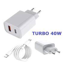 Carregador TURBO DUPLO 40W (USB + TIPO-C) + CABO 3.4A TIPO C