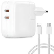 Carregador Turbo Duplo de 50w Usb c Compatível com Iphone 11, 12, 13, 14