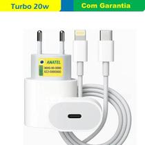 Carregador Turbo Fonte 20w Usbc Cabo Compatível com iPhon 11 12 13 14 Pro X XR XS