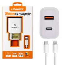 Carregador Turbo Fonte 40W Cabo Tipo C x Ligthning Compatível com iPhone 11 12 13 14 Pro Max SE X XR 7 8 Plus