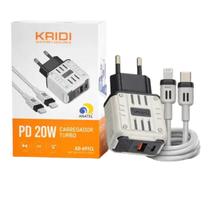 Carregador Turbo Kaidi PD 20W KD691CL USBC Power Delivery QC 3.0 Rápido