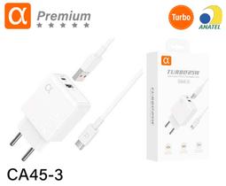 Carregador Turbo PD 25W 2 Entradas + Cabo USB A para Tipo C - A'gold PRO + - CA45-3