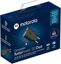 Carregador Turbo Power 50W Duo Motorola Porta USB-C e USB-A Original