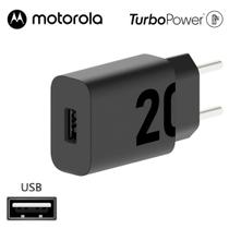 Carregador Turbo Power Portátil Original de Parede 20W USB-A - Universal - Compatibilidade Moto E4, E5, E6, E7, E20, G4, G5 - Motorola