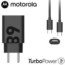 Carregador Turbo Power Portátil Original de Parede 68W USB-C p/ USB-C - Universal - Compatibilidade Moto E5 Plus, G4 Plus, G5 Plus, G6 Play - Motorola