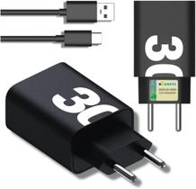 Carregador Turbo Rápido 30W Compatível para Samsung Galaxy S20 S21 S22 S23 S24 S7 A10 A70 A71 A50 A51 A10 A01 A02 A03 J7 J8 Ultra Tab Tablet (Preto)