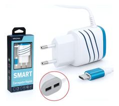 Carregador Turbo Smart 5.1a Rápido 2 Usb Tipo C Carregador Turbo Smart 5.1a Rápido 2 Usb Tipo C