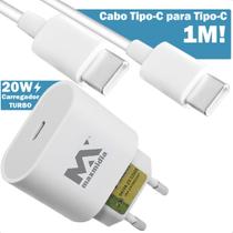 Carregador Turbo Tipo C Com Fonte 20w Tipo C Completo