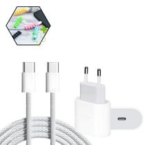 Carregador Turbo Tipo C Completo Cabo Trançado 60w + Fonte PD Compatível iPhone 16 15 Xiaomi Samsung