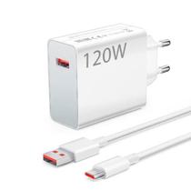 carregador turbo tipo c fonte 120w cabo compatível xiaomi samsung carga ultra rápida
