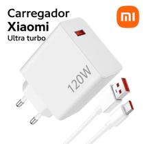 Carregador Turbo Xiaomi 120W Original Tipo-C Carrega 100% em Minutos Alta Performance