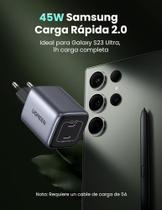 Carregador UGREEN Nexode 45W GaN Dual USB-C 20W + 20W PD suporta Ultrafast Charging 2.0