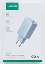 Carregador UGREEN Nexode 65W PD GaN multiporta (2 USB-C + 1 USB-A) Power Delivery - Quick Charge 4.0 Carregador UGREEN Nexode 65W PD GaN multiporta (2 USB-C + 1 USB-A) Power Delivery - Quick Charge 4.0