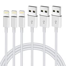 Carregador UIIAVS para iPhone, 6 pés (2 m), cabo Lightning, pacote com 3 unidades, branco Carregador UIIAVS para iPhone, 6 pés (2 m), cabo Lightning, pacote com 3 unidades, branco