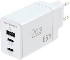 Carregador Ultra Rápido I2GO Power Delivery Com 1 Saída USB-C 65W + 1 Saída USB-C 20W + 1 Saída USB-A 18W