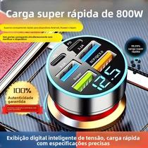 Carregador Universal 6 Em 1 Para Carro, Adaptador De Carregamento USB Super Rápido Com Múltiplas Carregador Universal 6 Em 1 Para Carro, Adaptador De Carregamento USB Super Rápido Com Múltiplas