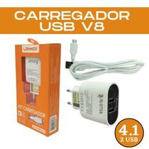 Carregador Universal Kit Cabo V8 2 Saida Usb 4.1A - Lehmox