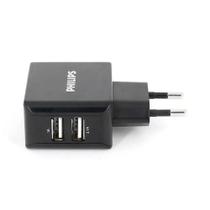 Carregador Universal para Tomada com 2 Portas USB Preto Bivolt Philips DLP2502M/97