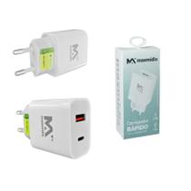 Carregador Universal Turbo Fonte Duas Entradas Micro E Usb-C Carregador Universal Turbo Fonte Duas Entradas Micro E Usb-C