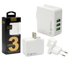Carregador Usb 3.4A Com 3 Porta Usb Auto-Id Shinka Sh-A3303
