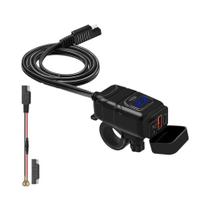 Carregador USB À Prova d'Água Para Motocicleta QC3.0 Tipo C 6.4A Com Cabo E Voltímetro Adaptador De