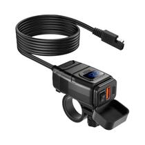 Carregador USB À Prova d'Água Para Motocicleta Tipo C Com Voltímetro Digital LED Carregador Rápido