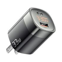 Carregador USB-C 33W com Display Digital - Carregamento Rápido para iPhone e iPad