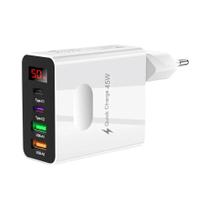Carregador USB-C 45W com Display Digital - Carga Rápida 3.0 e PD para iPhone e Samsung