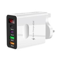 Carregador USB-C 45W com Display Digital - Carga Rápida 3.0 e PD para iPhone e Samsung