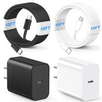 Carregador USB C 60W, pacote com 2 cabos de 3 m para i Phone 16/15 - preto/branco Carregador USB C 60W, pacote com 2 cabos de 3 m para i Phone 16/15 - preto/branco