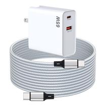 Carregador USB C de porta dupla weishan PD 65W com cabo de 2 m