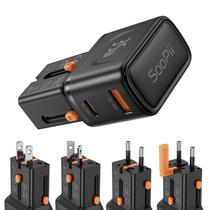 Carregador USB C SoopII Gan 35W 2 portas PD PPS QC Adaptador de viagem