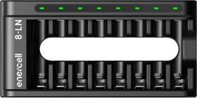 Carregador USB da Enercell Rápido e inteligente para 8 (OITO) pilhas AA/AAA, modelo 8-LN