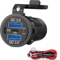 Carregador USB de 12 V com 4 portas, Quick Charge 3.0 para marinha, barco