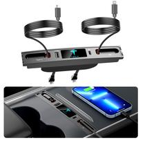 Carregador USB de carro com várias portas para Tesla modelo 3/Y 2021-2023