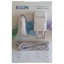 Carregador USB de Tomada + Carregador Veicular 1 Saída 1A 5W + Cabo MicroUSB de 1 Metro Elgin, 46RCK1USB00 Branco Bivolt Carregador USB de Tomada + Carregador Veicular 1 Saída 1A 5W + Cabo MicroUSB de 1 Metro Elgin, 46RCK1USB00 Branco Bivolt