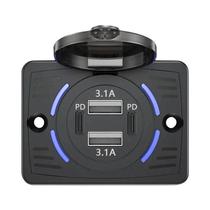 Carregador USB Duplo Para Carro 12V-24V QC3.0 PD 3.1A/2.1A Com Tampa Deslizante Para Caminhão, Carregador USB Duplo Para Carro 12V-24V QC3.0 PD 3.1A/2.1A Com Tampa Deslizante Para Caminhão,