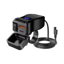 Carregador USB Duplo Para Guidão De Motocicleta PD QC3.0 À Prova d'Água 12V Com Interruptor E
