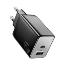 Carregador USB GAN 45W Rápido - PD, QC 3.0 e USB-C - Para iPhone 14/13 e Samsung S21