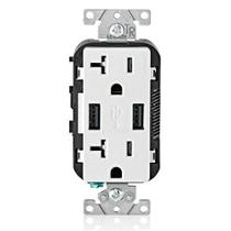 Carregador USB Leviton T5832-W Tipo A 3,6 A com saída de 20 A branco Carregador USB Leviton T5832-W Tipo A 3,6 A com saída de 20 A branco