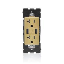 Carregador USB Outlet Leviton Renu/resistente a violações 20A 125V Carregador USB Outlet Leviton Renu/resistente a violações 20A 125V