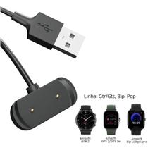 Carregador USB para Amazfit Bip U Zepp E GTS 2 GTR 2 Mini Cabo Preto Smartwatch