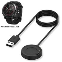 Carregador USB para Amazfit Stratos 3 A1928 Cabo Magnético Preto 1 Metro Carregador USB para Amazfit Stratos 3 A1928 Cabo Magnético Preto 1 Metro