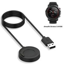 Carregador USB para Amazfit Stratos 3 A1928 Cabo Preto 1 Metro Magnético Carregador USB para Amazfit Stratos 3 A1928 Cabo Preto 1 Metro Magnético