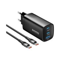 Carregador USB Tipo C GAN 65W - Carga Rápida para Macbook, Laptop, iPad, iPhone e Samsung S23 Ultra