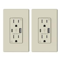 Carregador USB, tomada de parede ELEGRP com portas USB A e USB C, pacote com 2 unidades