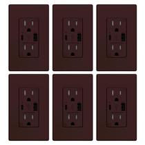Carregador USB, tomada de parede ELEGRP com portas USB A e USB C, pacote com 6 Carregador USB, tomada de parede ELEGRP com portas USB A e USB C, pacote com 6